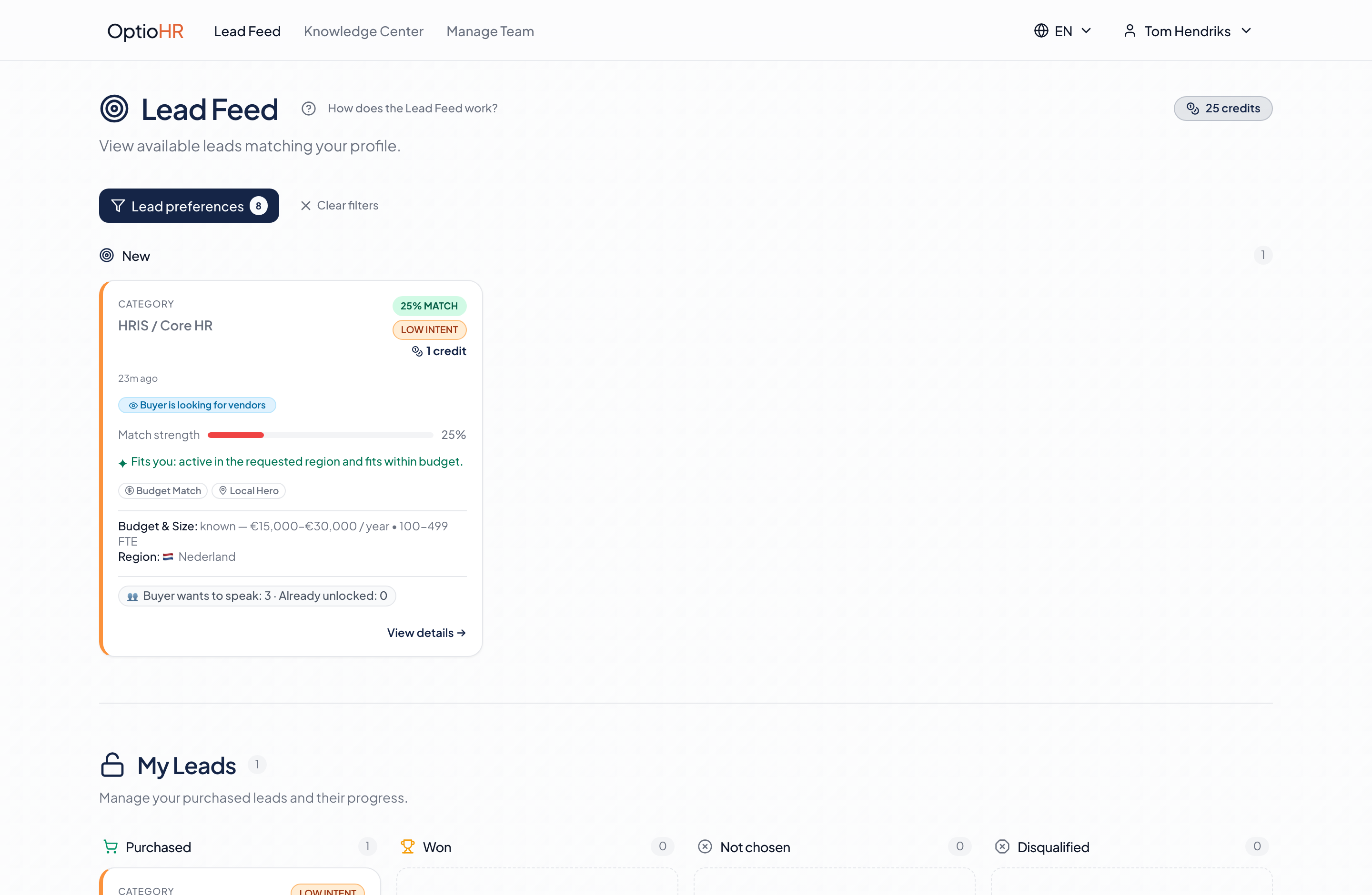 The lead marketplace with anonymous leads and credit costs.
